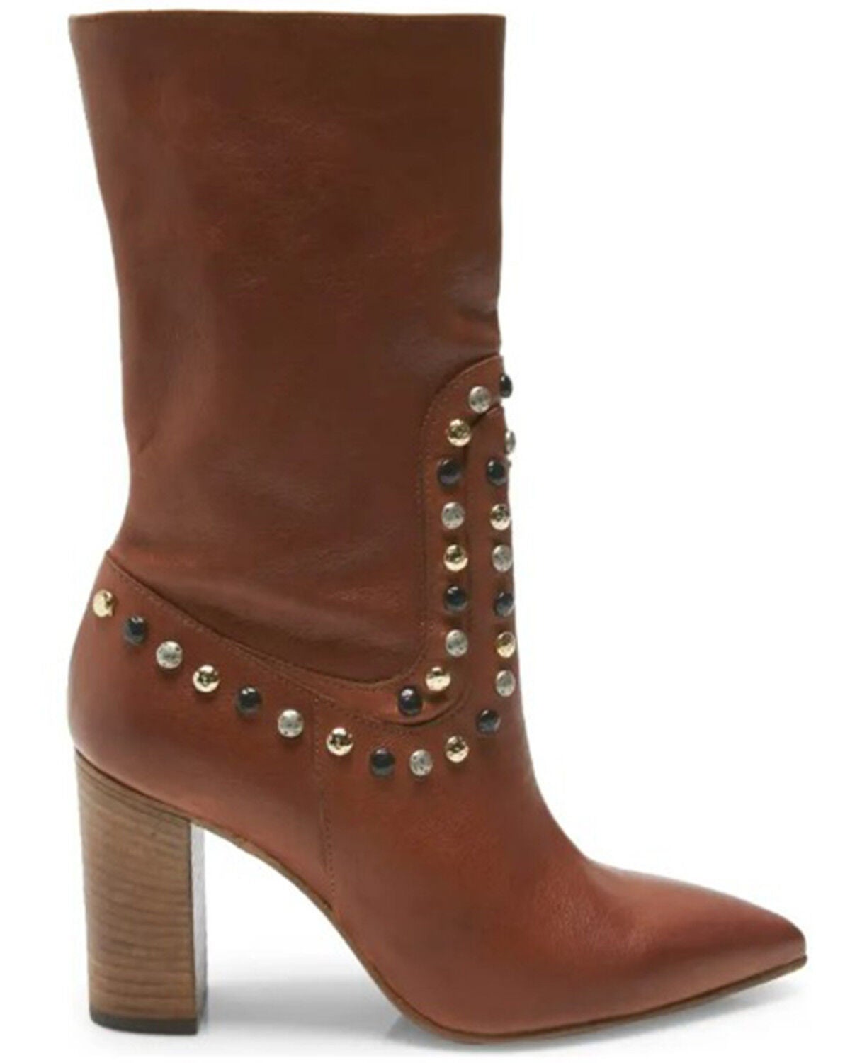 Image #2 - Free People Women's Dakota Heel Studded Leather Western Boots - Round Toe, Brown, hi-res