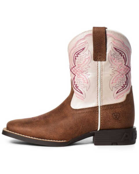 Image #2 - Ariat Girls' Double Kicker Western Boots - Broad Square Toe, Tan, hi-res