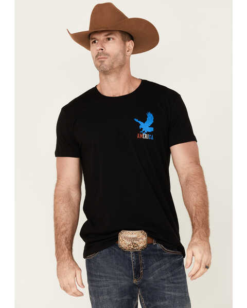 Image #1 - Cody James Men's US Eagle Flag Graphic Short Sleeve T-Shirt - Black, Black, hi-res
