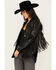 Image #1 - Idyllwind Women's Amburn Leather Fringe Shacket, Black, hi-res