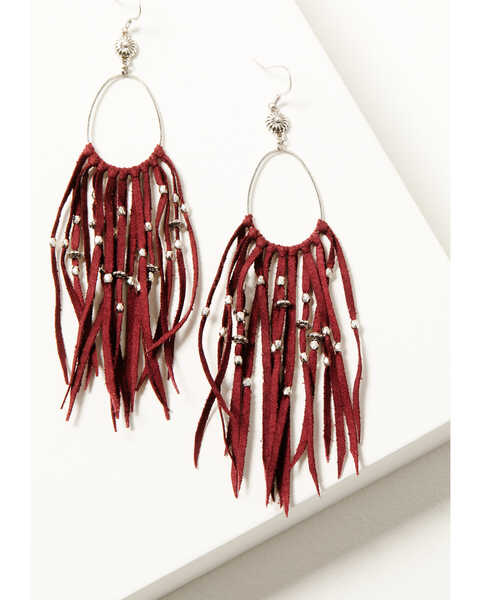 Idyllwind Women's Montoya Leather Fringe Earrings, Red, hi-res