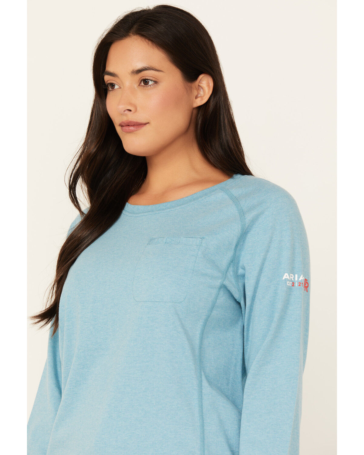 Image #2 - Ariat Women's FR Air Crew Long Sleeve Work Shirt, Blue, hi-res