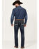 Image #1 - Rock & Roll Denim Men's Revolver Dark Vintage Wash Slim Straight Stretch Denim Jeans, Dark Medium Wash, hi-res