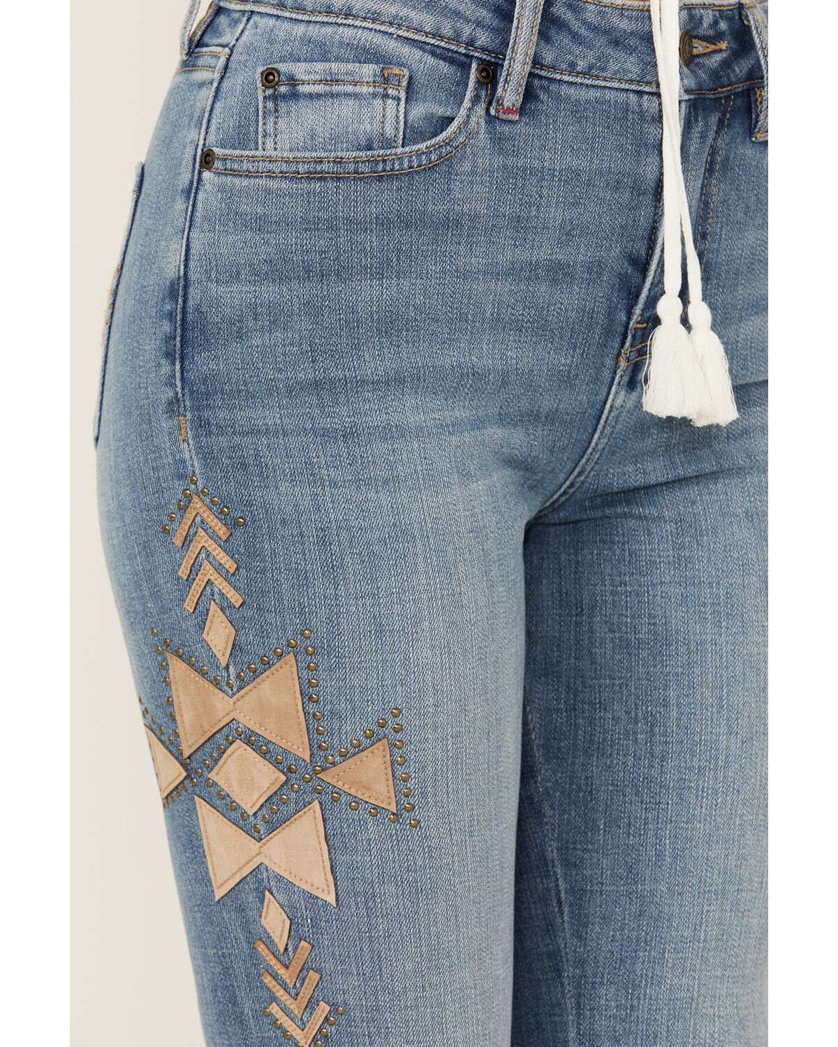 Image #3 - Idyllwind Women's Ellis Medium Wash Gypsy High Rise Faux Suede Embellished Bootcut Comfort Stretch Denim Jeans, Medium Wash, hi-res