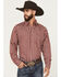 Image #1 - Wrangler Men's Plaid Print Long Sleeve Button-Down Stretch Western Shirt - Tall, Burgundy, hi-res