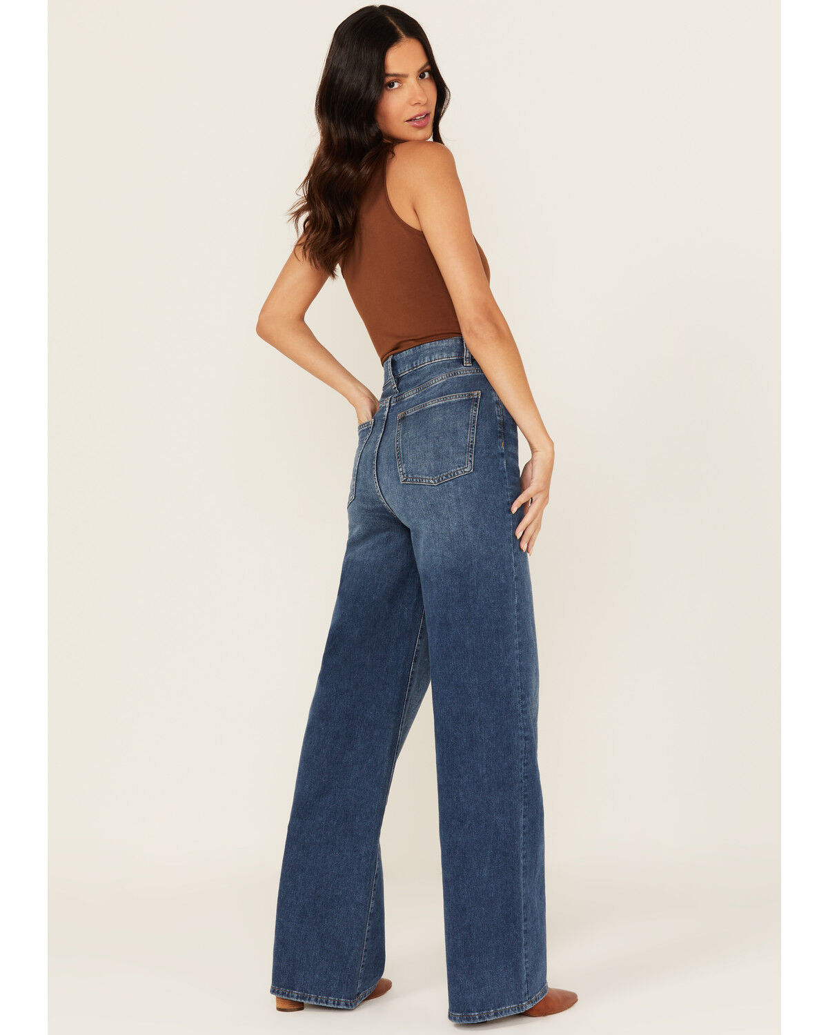 Image #3 - Warp + Weft Women's NCE Dark Wash High Rise Wide Leg Stretch Denim Jeans, Dark Wash, hi-res