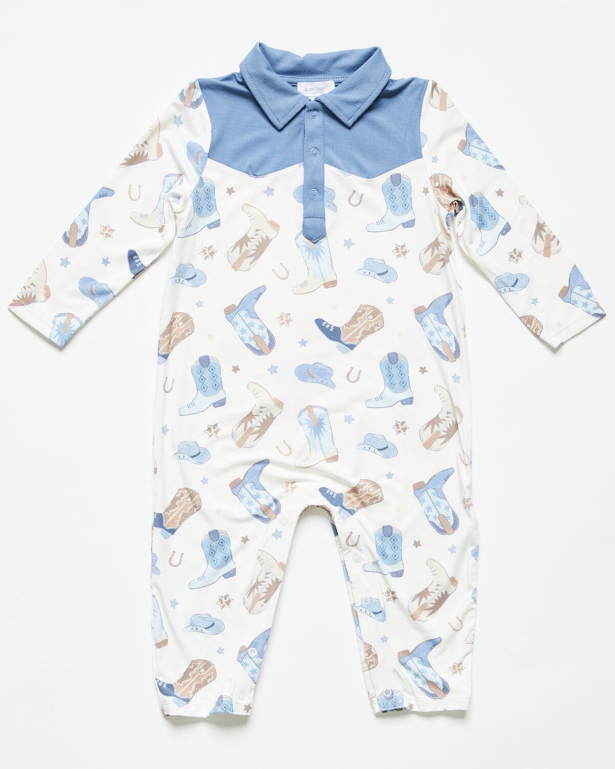 Image #1 - Angel Dear Infant Boys' Boot Conversation Print Long Sleeve Onesie, White, hi-res