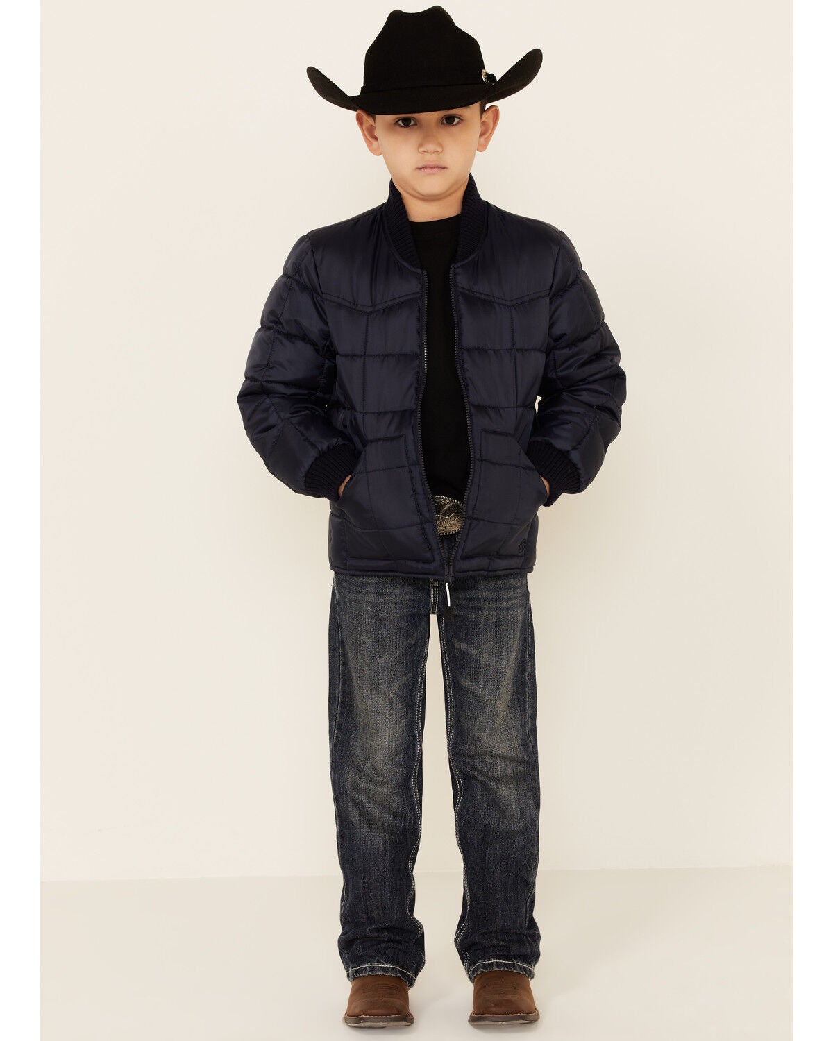Image #2 - Roper Boys' Price Point Navy Poly Fill Zip-Front Jacket , , hi-res