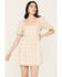 Image #1 - En Creme Women's Gingham and Dot Print Short Sleeve Mini Dress, Sand, hi-res