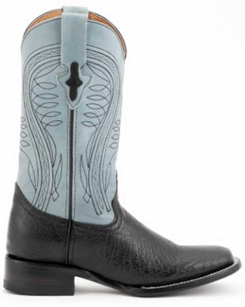 Image #3 - Ferrini Men's Smooth Quill Ostrich Exotic Boots - Broad Square Toe , Black, hi-res