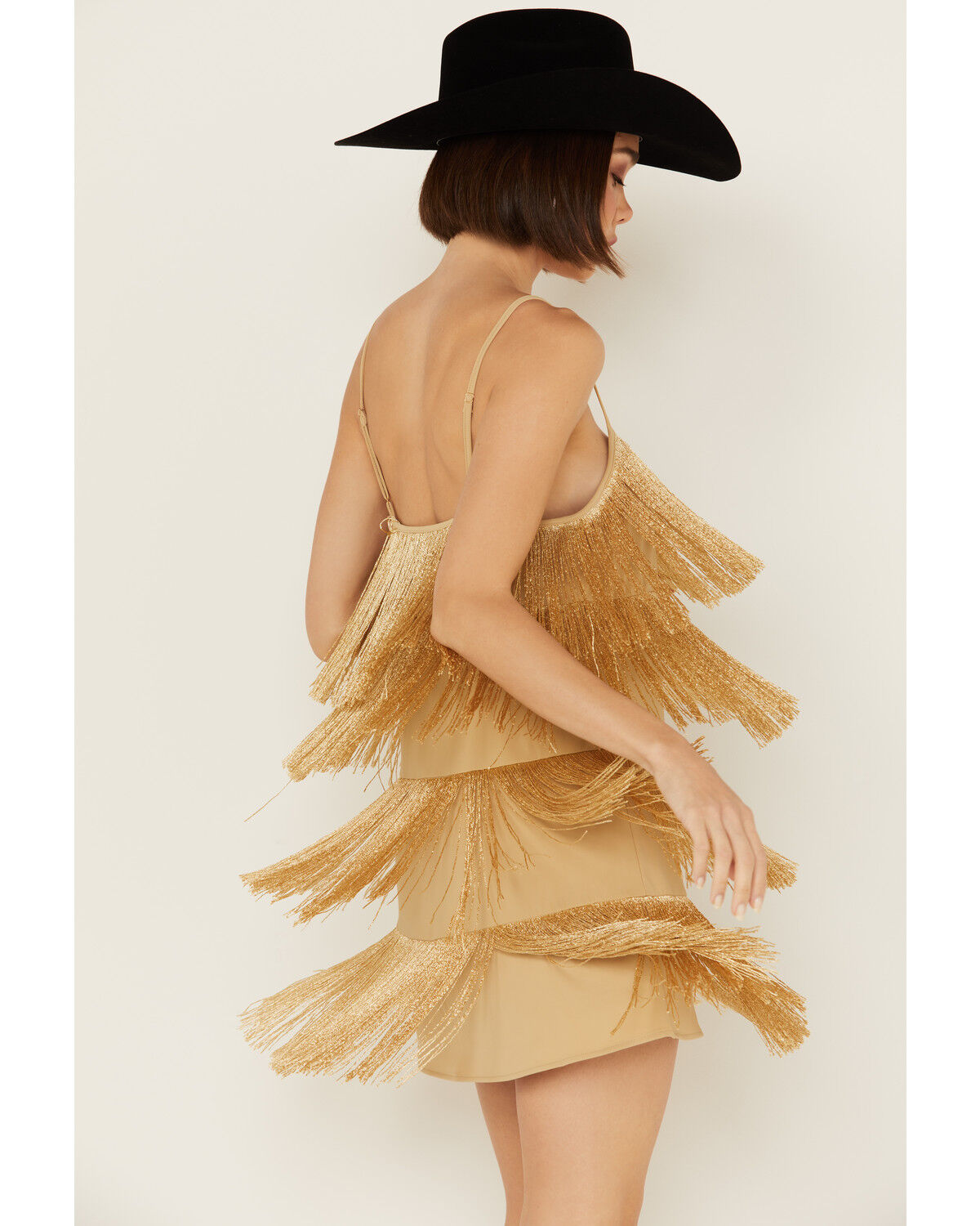 Image #2 - Show Me Your Mumu Women's Buchanan Fringe Mini Dress, Gold, hi-res