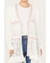 Image #3 - POL Women's Tiered Ditsy Print Long Sleeve Kimono, White, hi-res