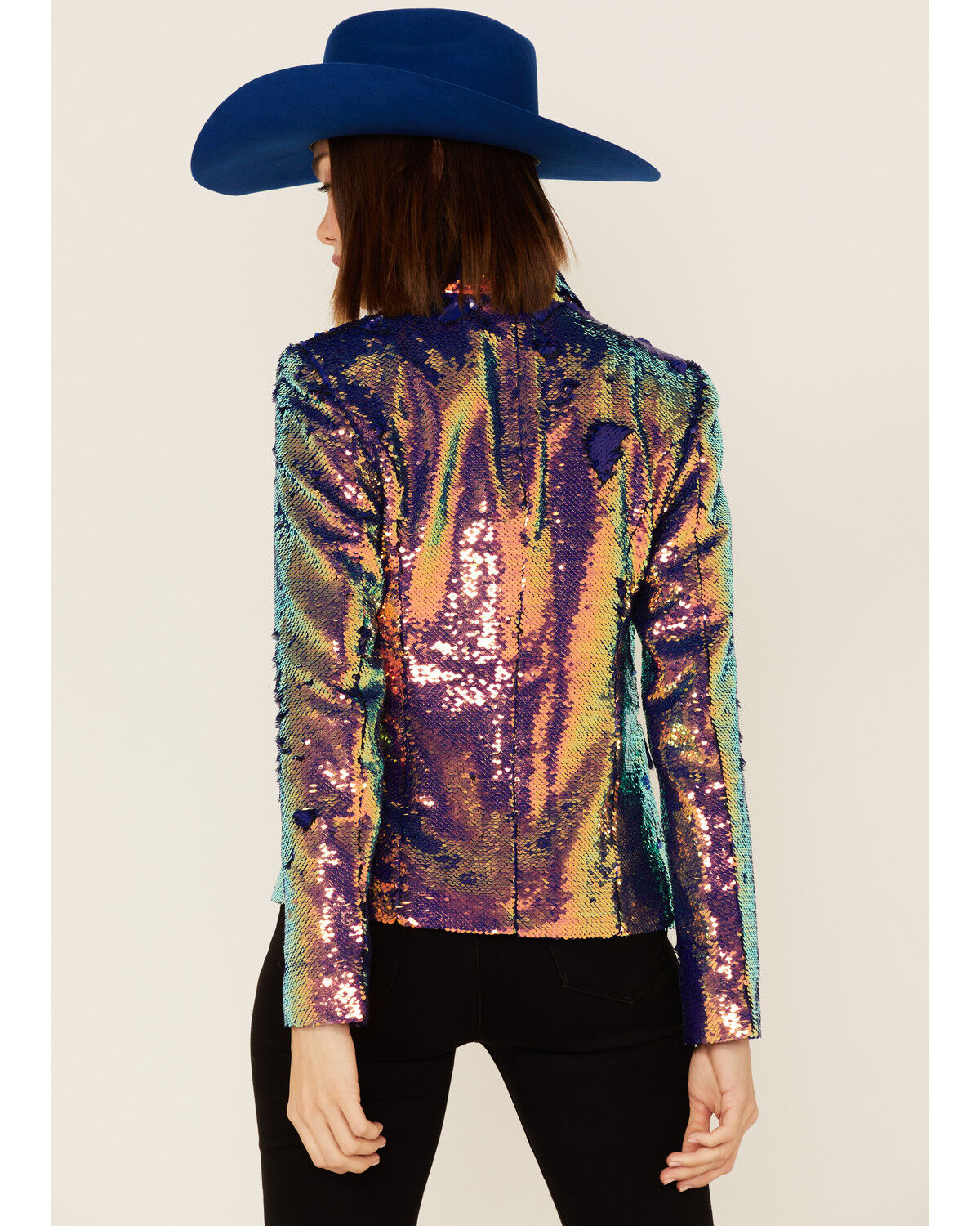 Image #3 - Any Old Iron Women's Oil Slick Sequin Blazer, Multi, hi-res