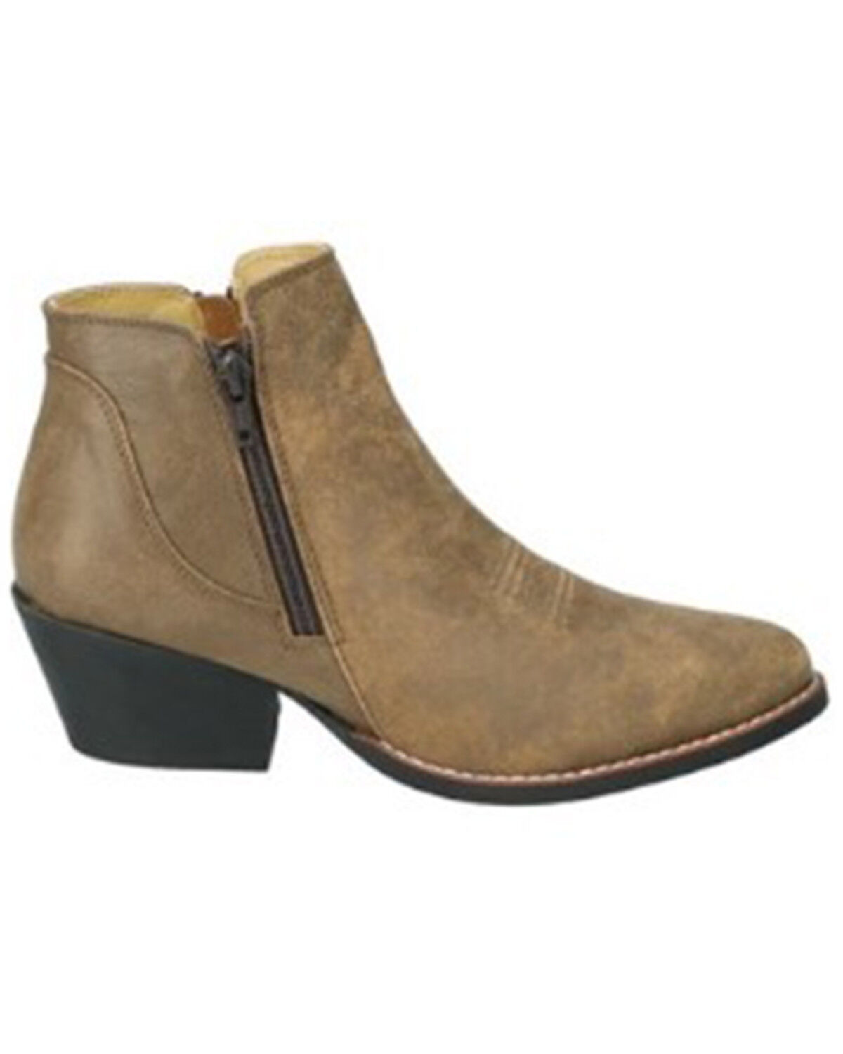 Image #2 - Smoky Mountain Women's Emily Distressed Western Booties - Round Toe, Brown, hi-res