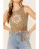 Shyanne Women's Sun & Moon Graphic Tie-Front Tank Top , Olive, hi-res