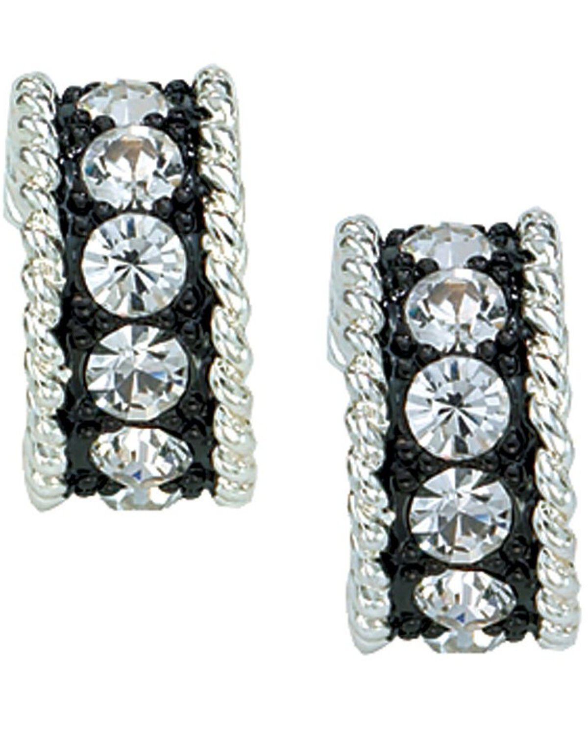 Image #1 - Montana Silversmiths Women's Rhinestone Small Hoop Earrings, Silver, hi-res