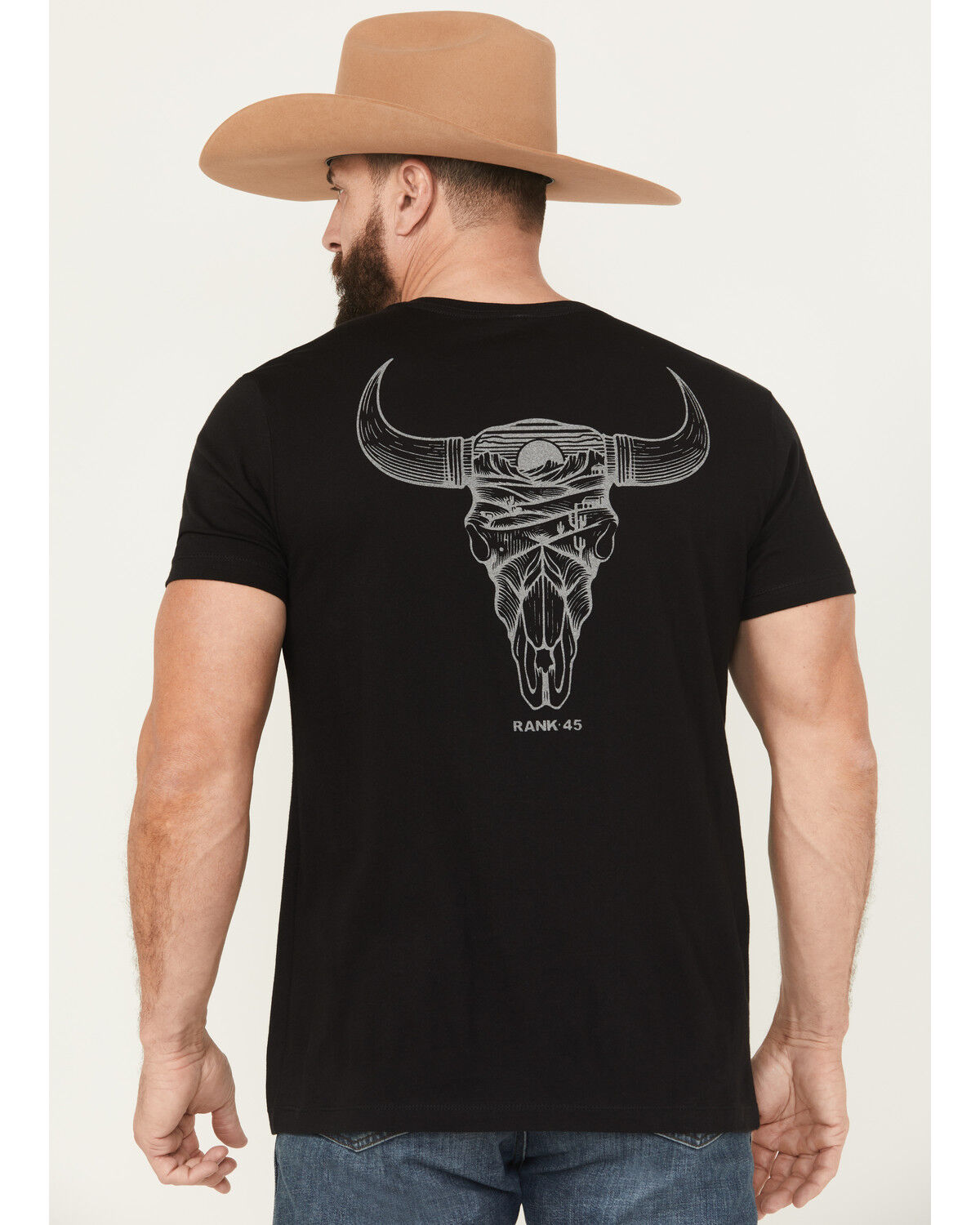 Image #1 - RANK 45® Men's Bull Scape Short Sleeve Graphic T-Shirt, Black, hi-res