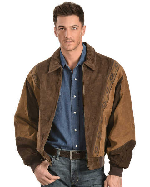 Scully Men's Boar Suede Leather Arena Jacket, Chocolate, hi-res
