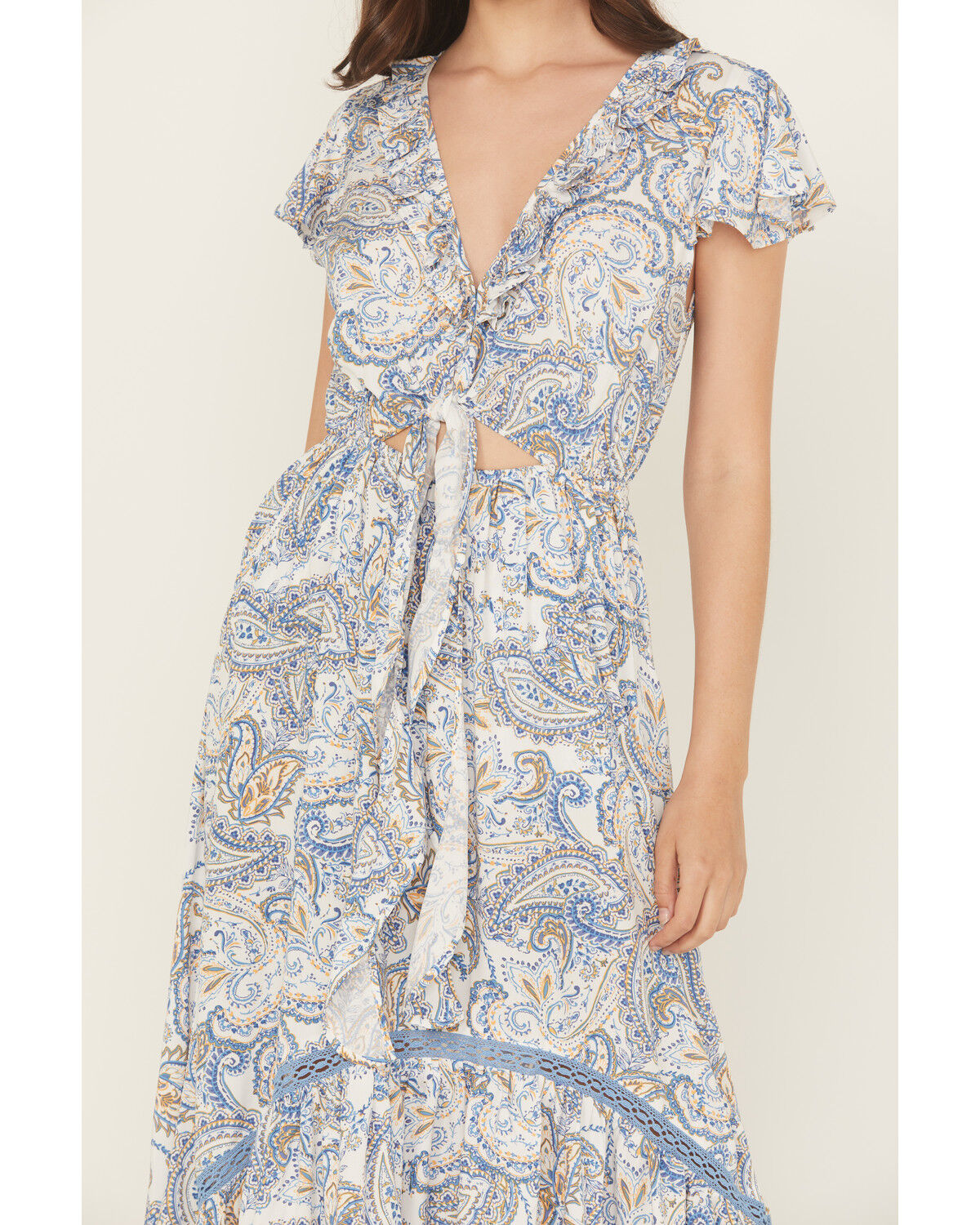 Image #3 - Beyond The Radar Women's Paisley Print Short Sleeve High-Low Dress, Blue, hi-res