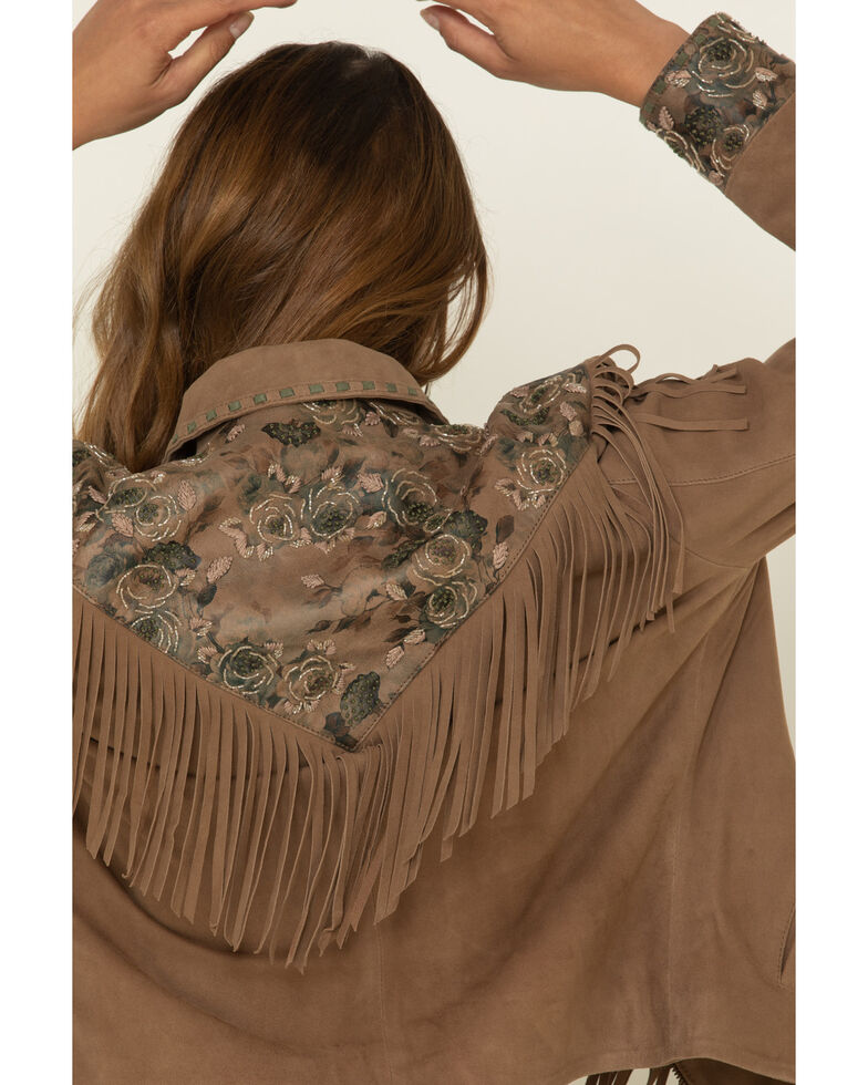 Scully Women's Brown Beaded Fringe Jacket, Brown, hi-res