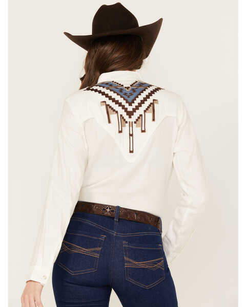 Image #4 - Ariat Women's Chimayo Trujillo Long Sleeve Western Snap Shirt, White, hi-res