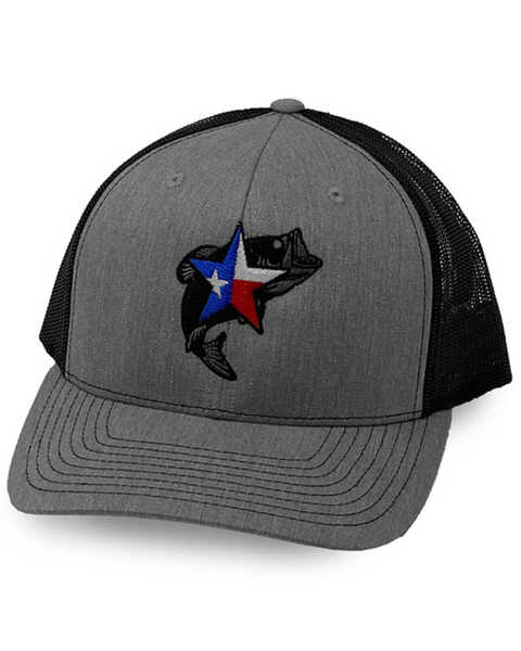 Oil Field Hats Men's Heather Grey & Black Texas Star Bass Mesh-Back Ball Cap , Charcoal, hi-res