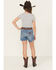 Image #3 - Wrangler Girls' Medium Wash Stretch Denim Shorts, Medium Wash, hi-res