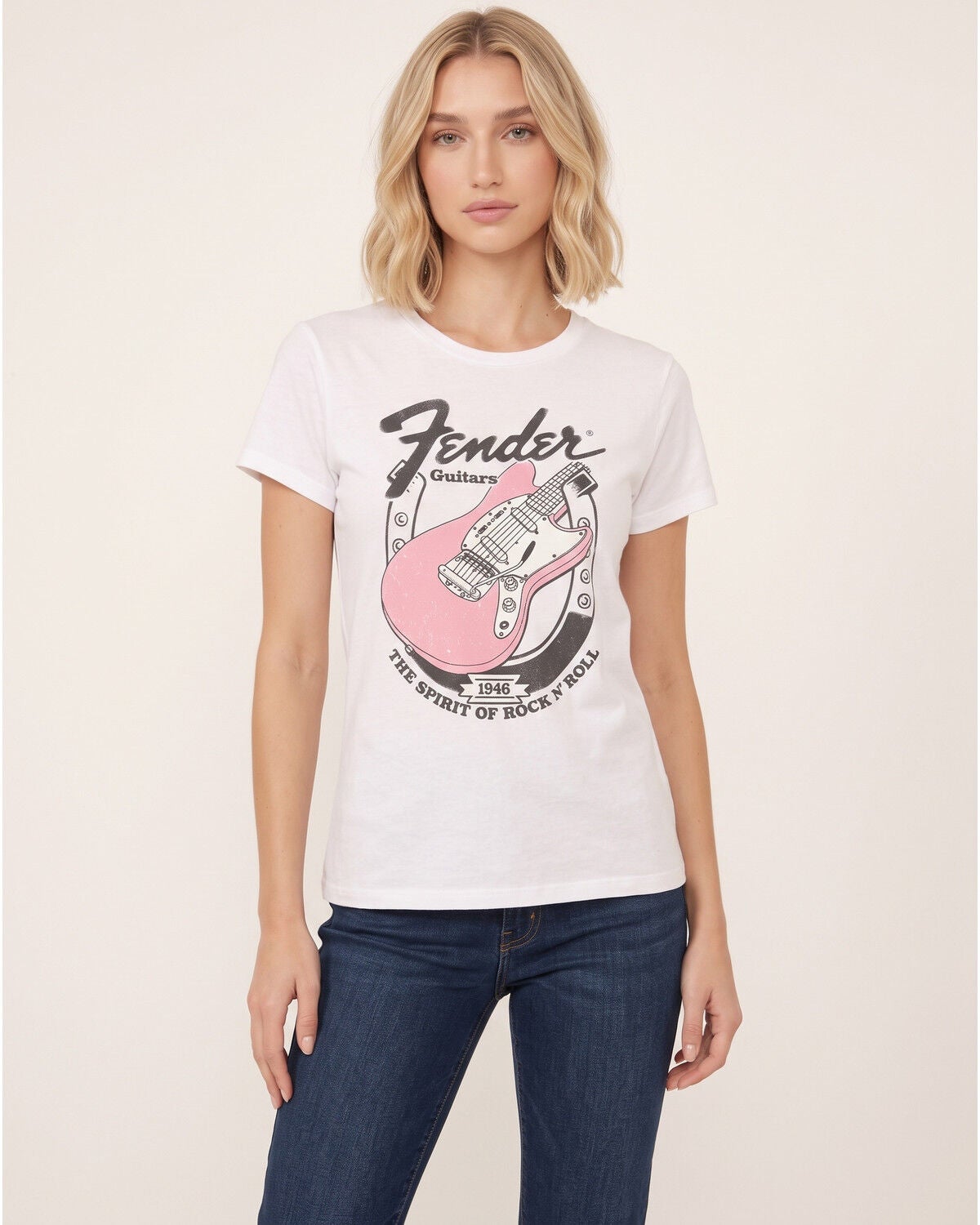 Fender Women's Horseshoe Short Sleeve Graphic Tee, White, hi-res