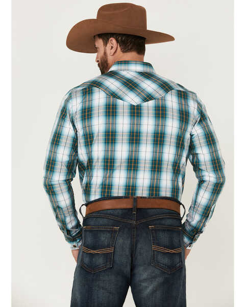 Image #4 - Cody James Men's Mineral Large Plaid Long Sleeve Snap Western Shirt  , Blue, hi-res