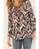Image #3 - Shyanne Women's Printed Rayon Dobby Peasant Blouse, Maroon, hi-res