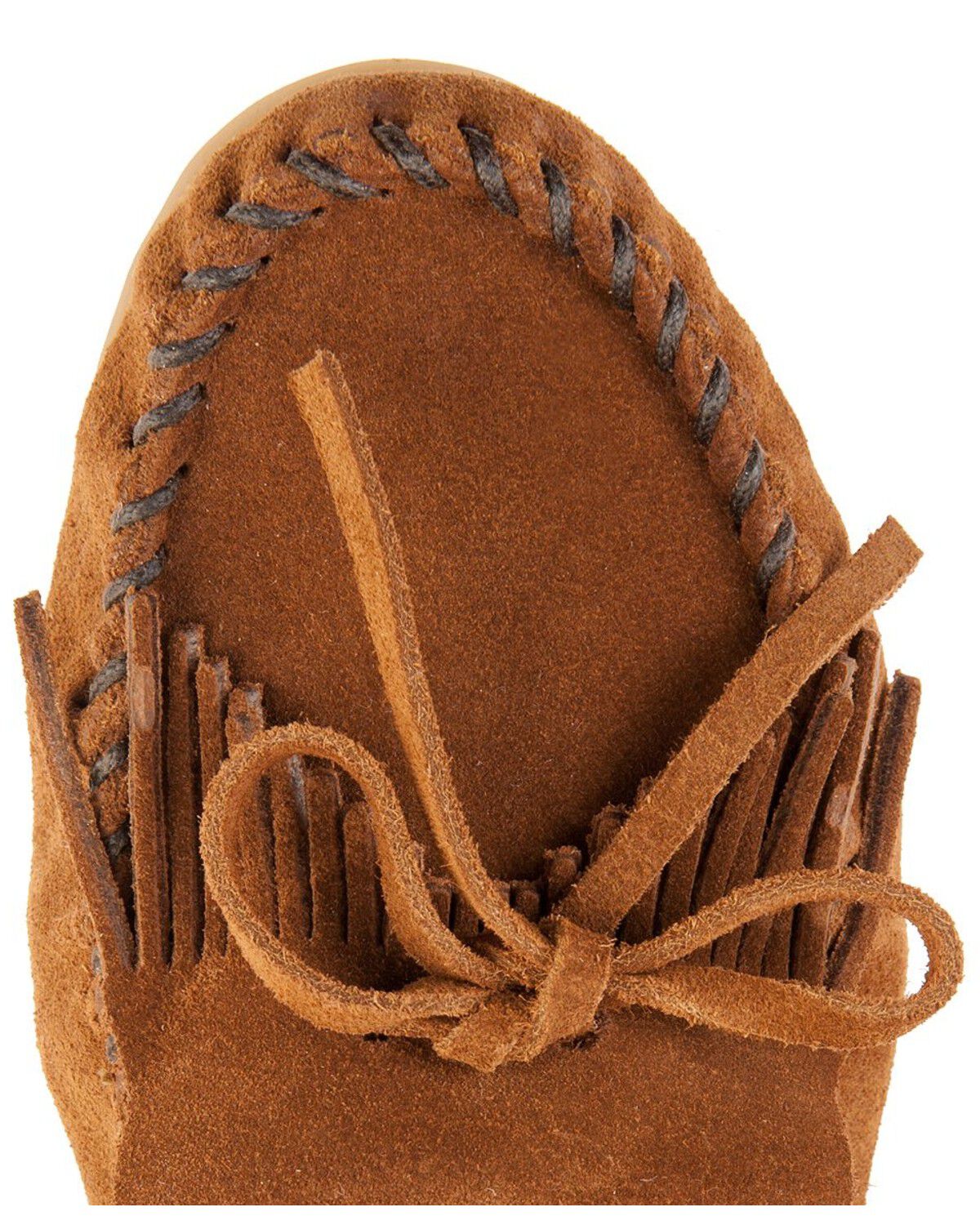 Image #3 - Women's Minnetonka Kilty Suede Moccasins - Wide, Brown, hi-res