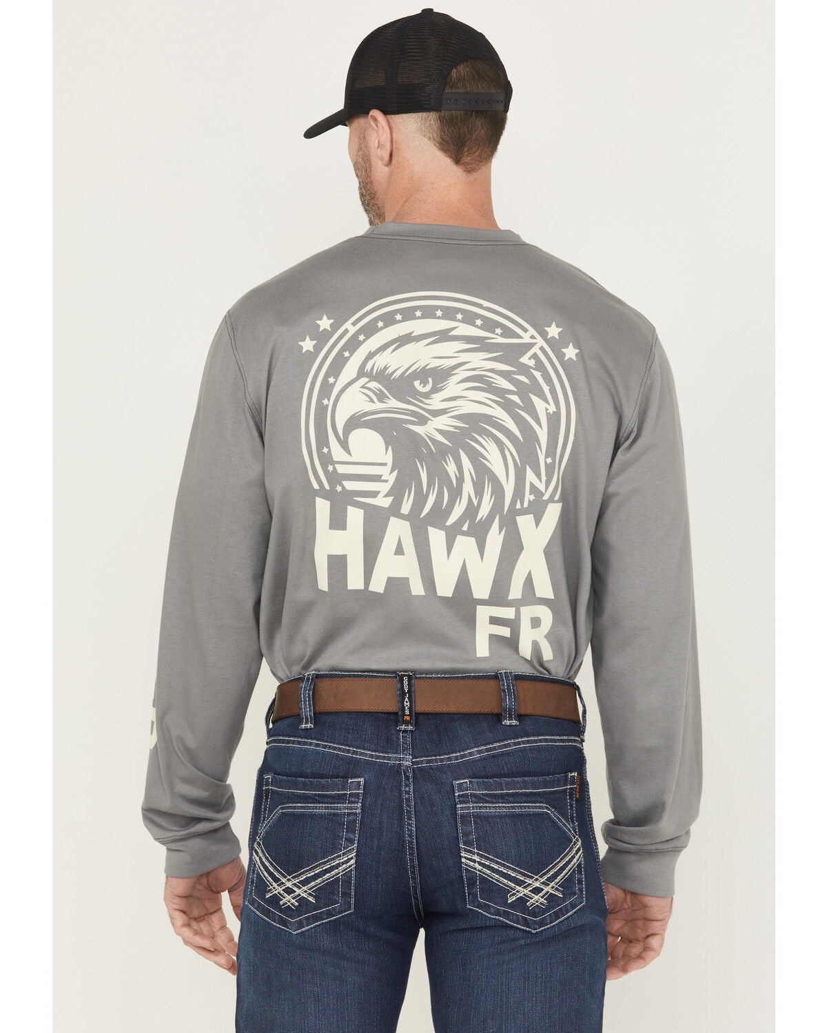 Image #1 - Hawx Men's FR Hawk Long Sleeve Graphic Work Shirt, Light Grey, hi-res