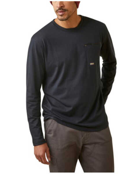 Image #1 - Ariat Men's Rebar Workman Blueprint Long Sleeve Graphic T-Shirt, Black, hi-res