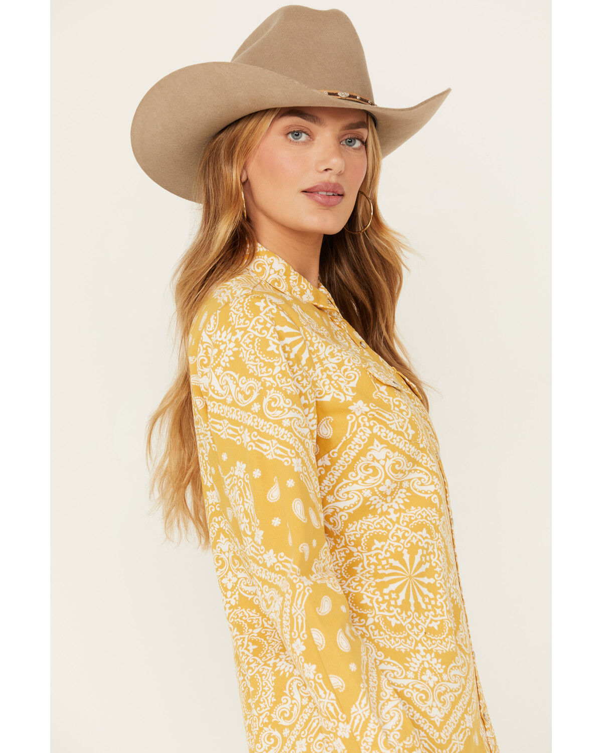 Image #2 - Cotton & Rye Women's Bandana Print Long Sleeve Pearl Snap Western Shirt, , hi-res