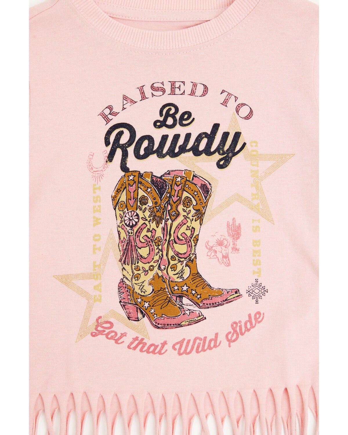 Image #2 - Shyanne Toddler Girls' Raised To Be Rowdy Fringe Short Sleeve Graphic Tee, Light Pink, hi-res