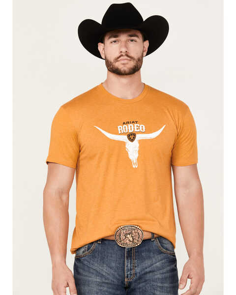 Ariat Men's Rodeo Skull Short Sleeve Graphic T-Shirt, Gold, hi-res