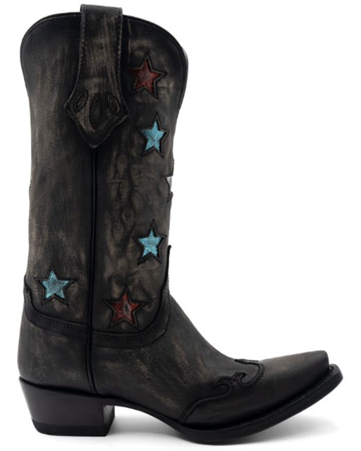 Image #2 - Ferrini Women's Estrella Star Inlay Tall Western Boots - Snip Toe, Charcoal, hi-res