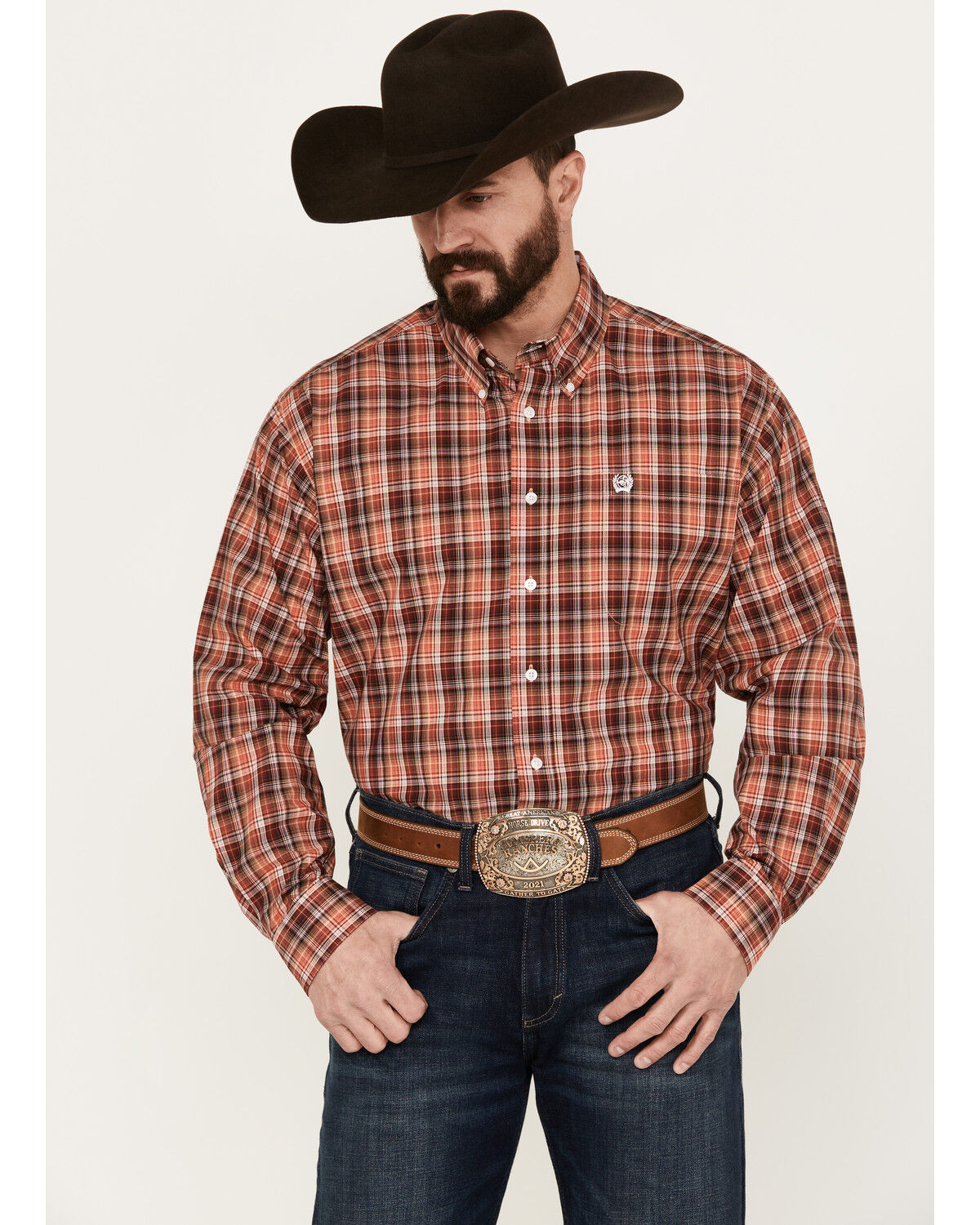 Image #1 - Cinch Men's Plaid Print Long Sleeve Button-Down Western Shirt, Multi, hi-res