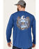 Image #1 - Ariat Men's Rebar Workman Chrome Moto Eagle Long Sleeve T-Shirt, Blue, hi-res