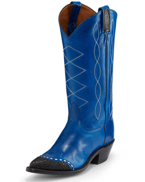 Image #2 - Tony Lama Women's Emilia Western Boots - Pointed Toe, Blue, hi-res