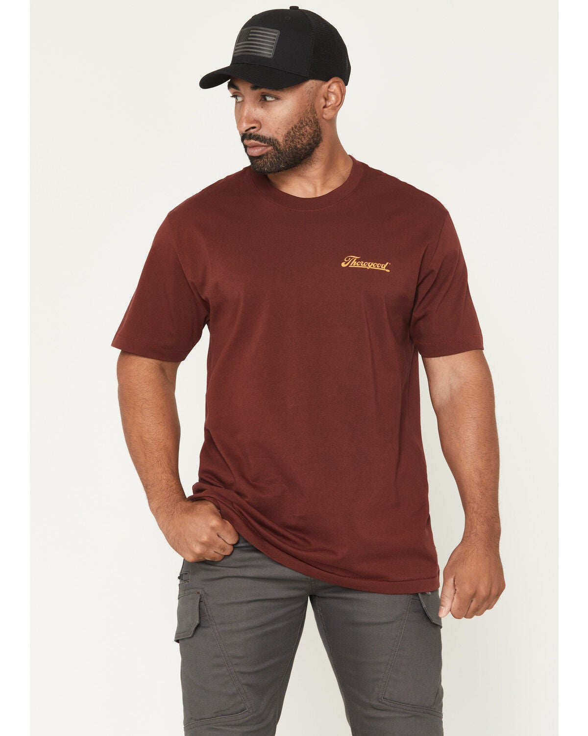 Thorogood Men's Vintage Classic Logo Short Sleeve Graphic T-Shirt, Maroon, hi-res