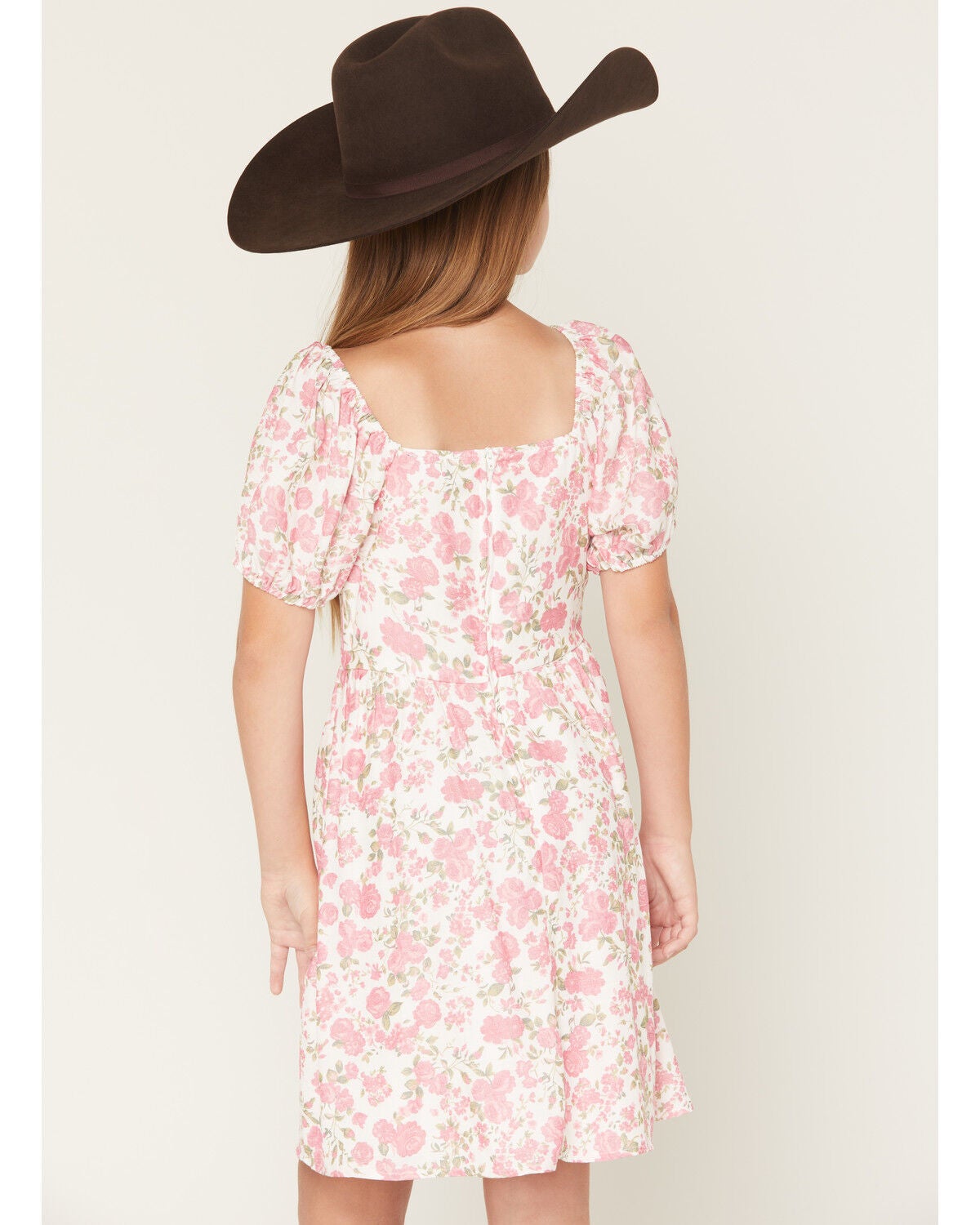 Image #4 - Trixxi Little Girls' Floral Print Puff Sleeve Midi Dress, , hi-res