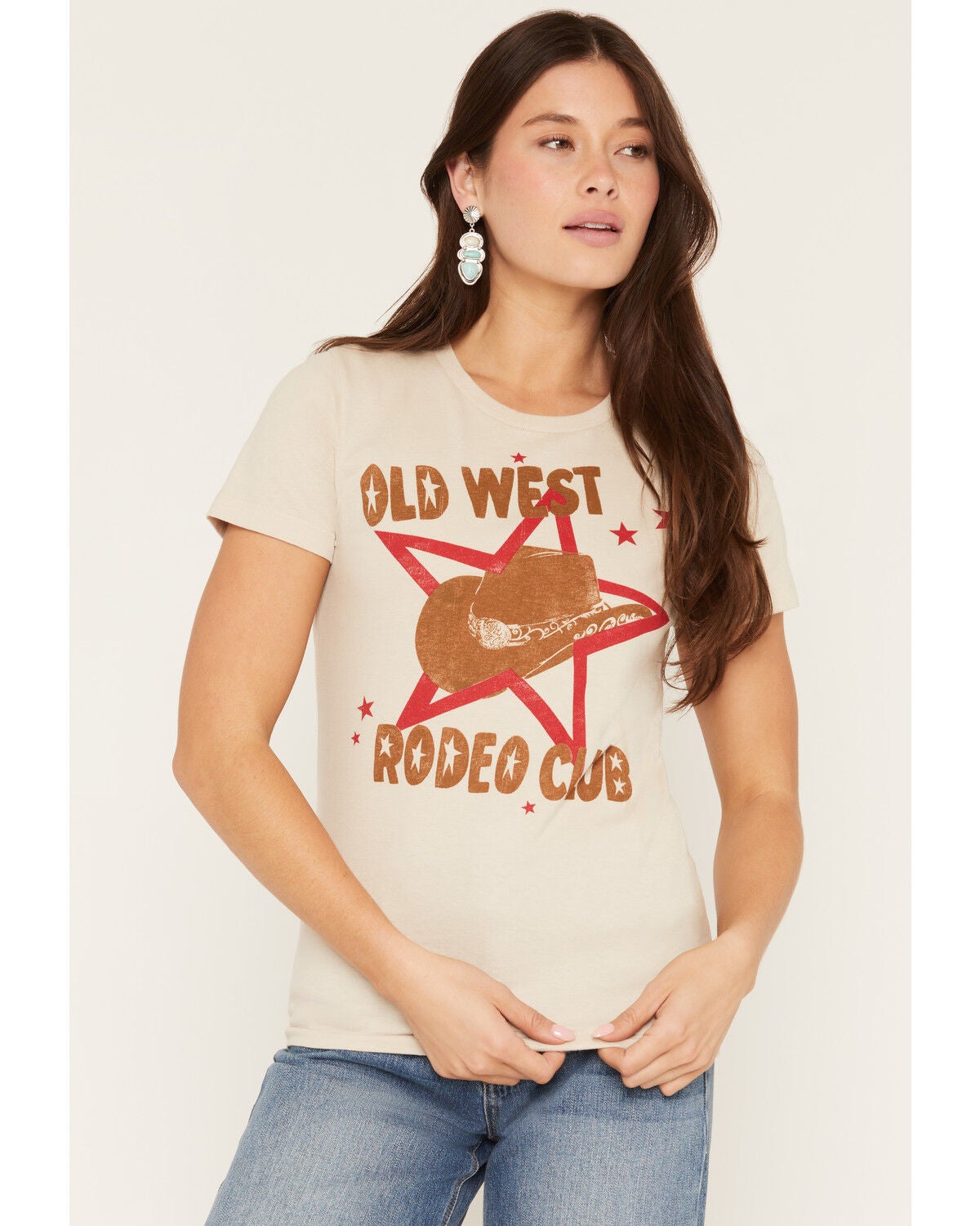 Day Dreamer Women's Old West Slim Fit Graphic Tee, Cream, hi-res