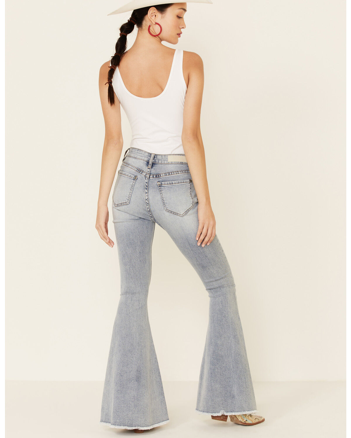 Frayed hem bell bottom jeans Clearance