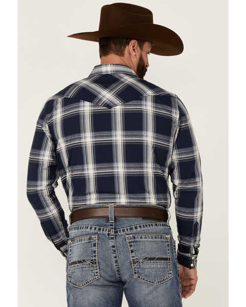 Image #4 - Cody James Men's Transfer Large Plaid Long Sleeve Snap Western Shirt , Navy, hi-res