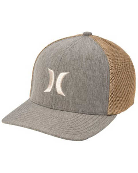 Image #1 - Hurley Men's Icon Textures Logo Mesh-Back Flex Fit Ball Cap , Grey, hi-res