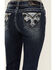 Image #2 - Grace in LA Women's Dark Wash Mid Rise Lace Cross Pocket Stretch Bootcut Jeans , Dark Wash, hi-res