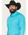 Image #2 - Panhandle Select Men's Solid Long Sleeve Button-Down Stretch Western Shirt, Teal, hi-res