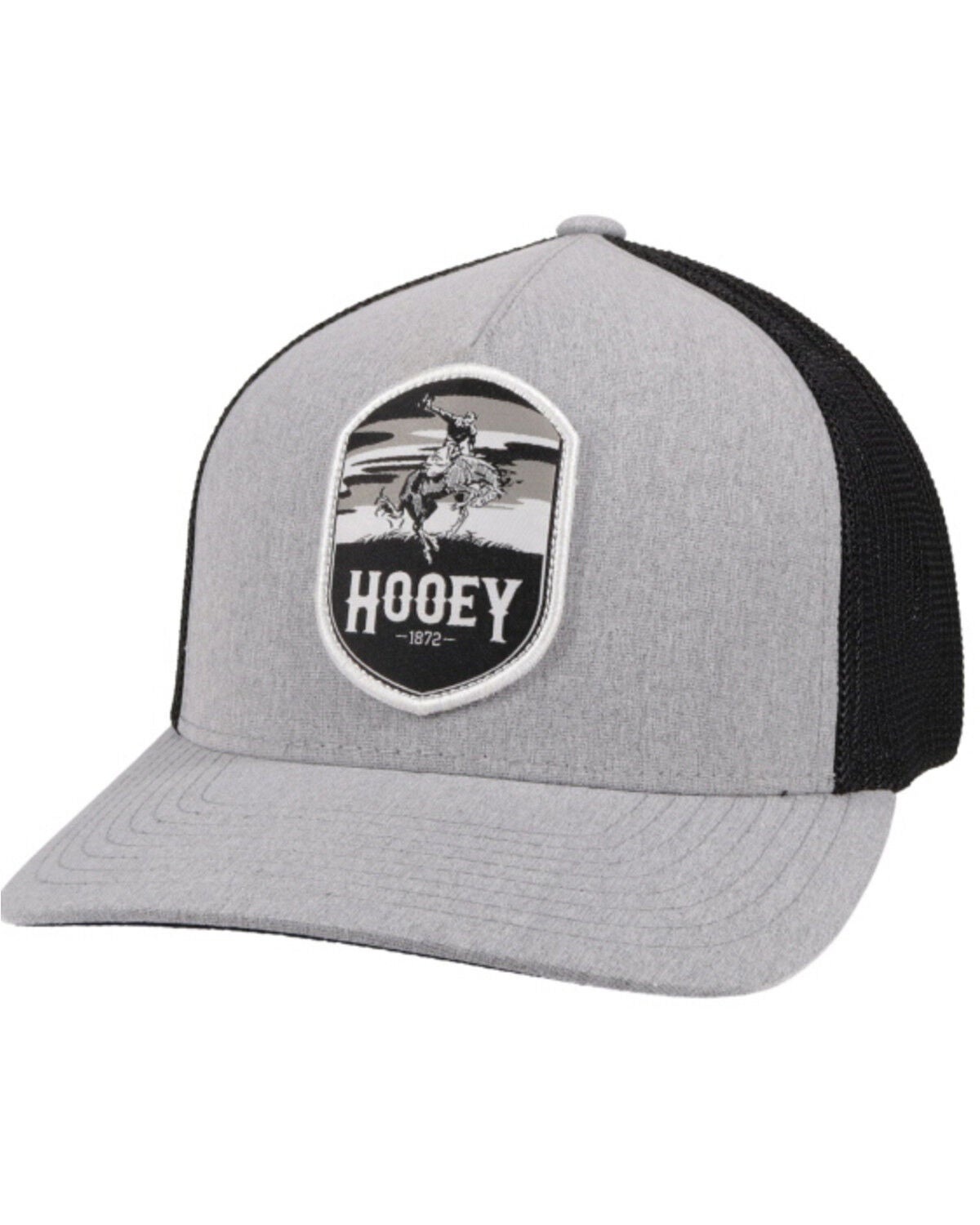 Image #1 - HOOey Boys' Grey Cheyenne Patch Flex Fit Mesh Ball Cap , Grey, hi-res