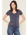 Image #1 - Blue Life Women's Sunny Lace Button-Up Top, Navy, hi-res